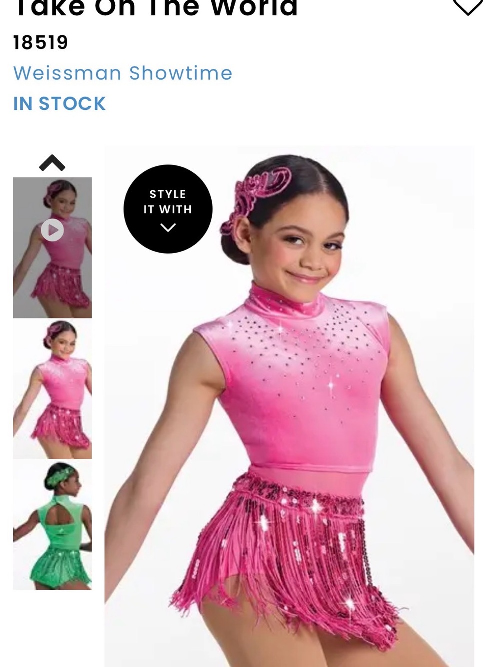 Weissman “take on the world” large child pink jazz costume